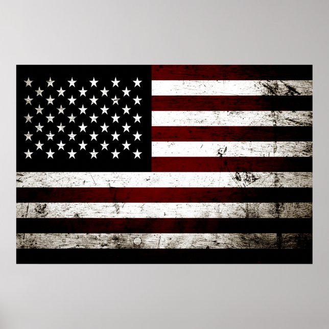 Black Grunge American Flag Poster (Front)