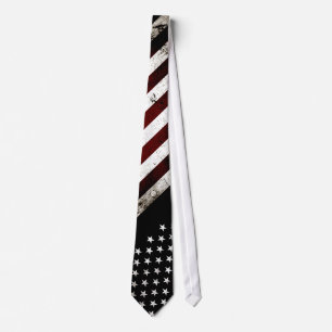 Black Grunge American Flag Tie
