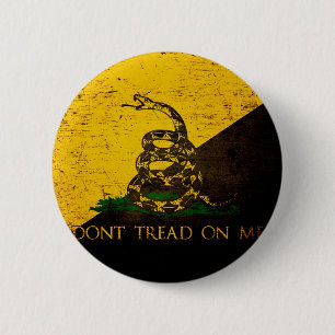 Black Grunge Anarcho Gadsden Flag 6 Cm Round Badge