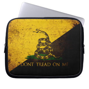 Black Grunge Anarcho Gadsden Flag Laptop Sleeve