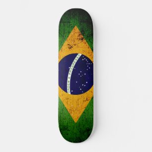 Black Grunge Brazil Flag Skateboard