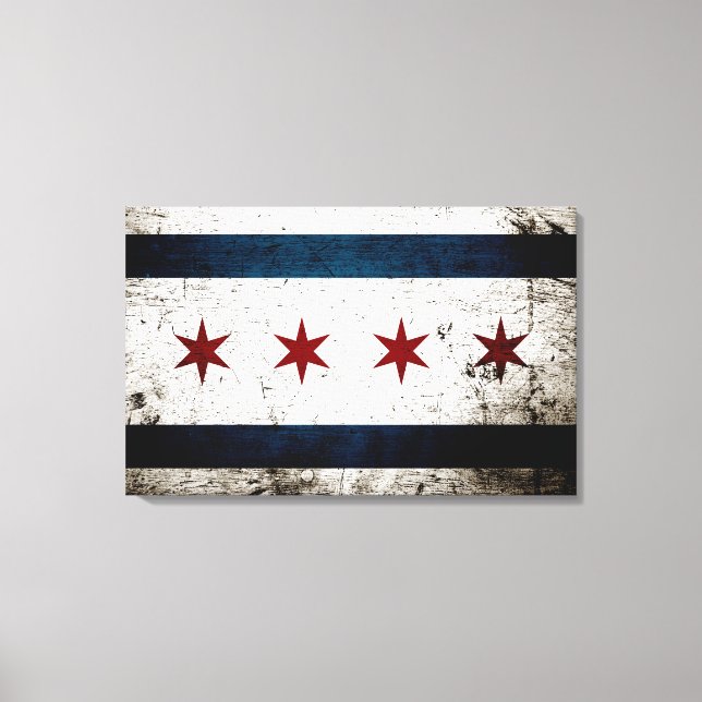 Black Grunge Chicago Flag Canvas Print (Front)