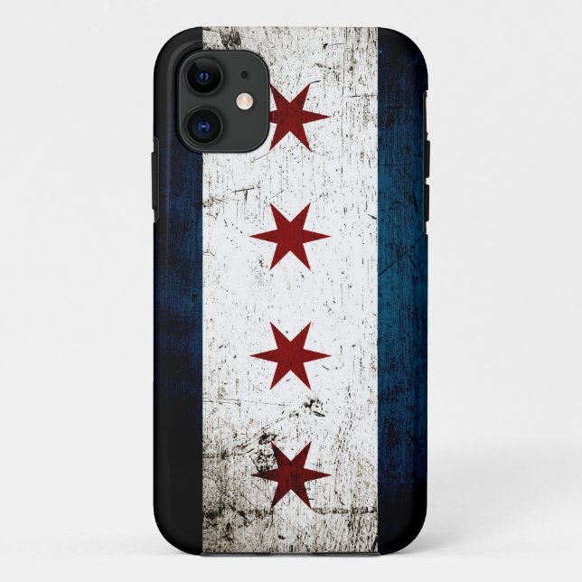 Black Grunge Chicago Flag Case-Mate iPhone Case (Back)