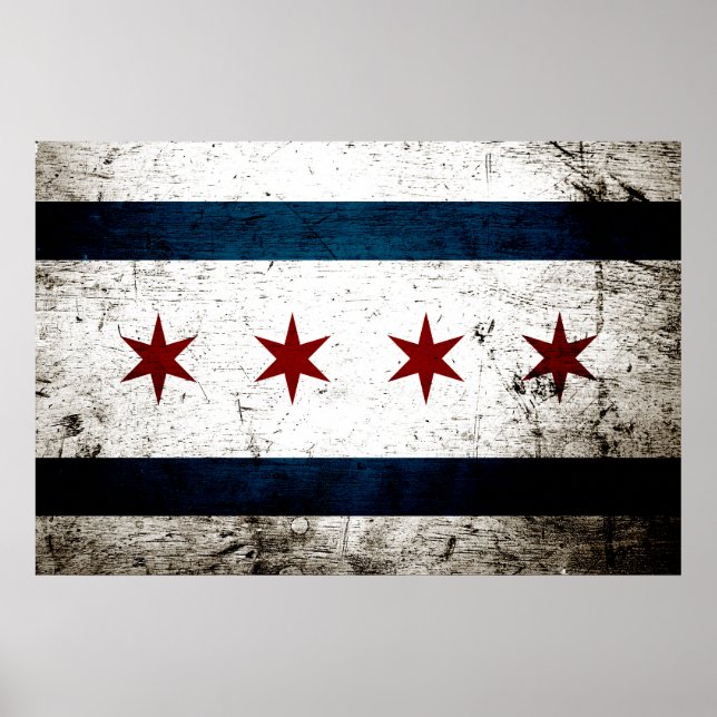 Black Grunge Chicago Flag Poster (Front)