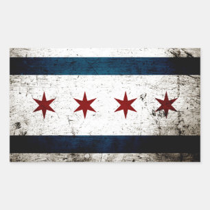 Black Grunge Chicago Flag Rectangular Sticker