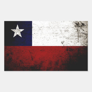 Black Grunge Chile Flag Rectangular Sticker