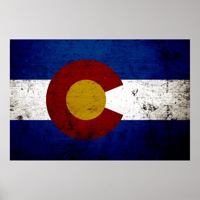 Black Grunge Colorado State Flag Poster (Front)