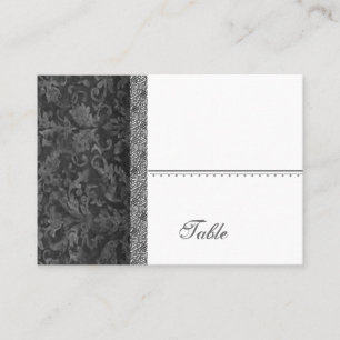 Black Grunge Damask Place Card - Wedding Party