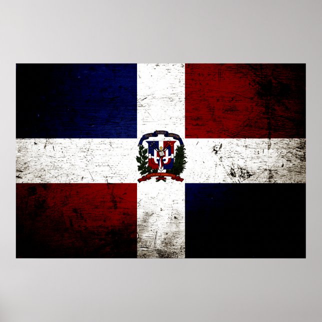 Black Grunge Dominican Republic Flag Poster (Front)