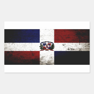 Black Grunge Dominican Republic Flag Rectangular Sticker