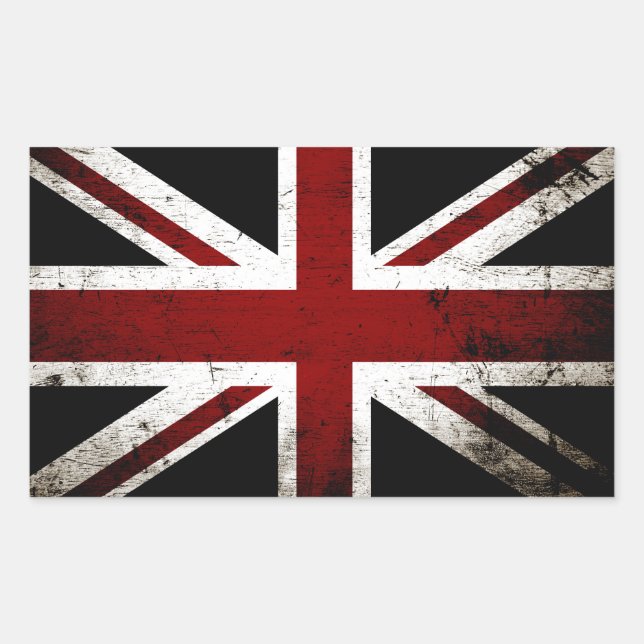 Black Grunge England Flag 3 Rectangular Sticker (Front)