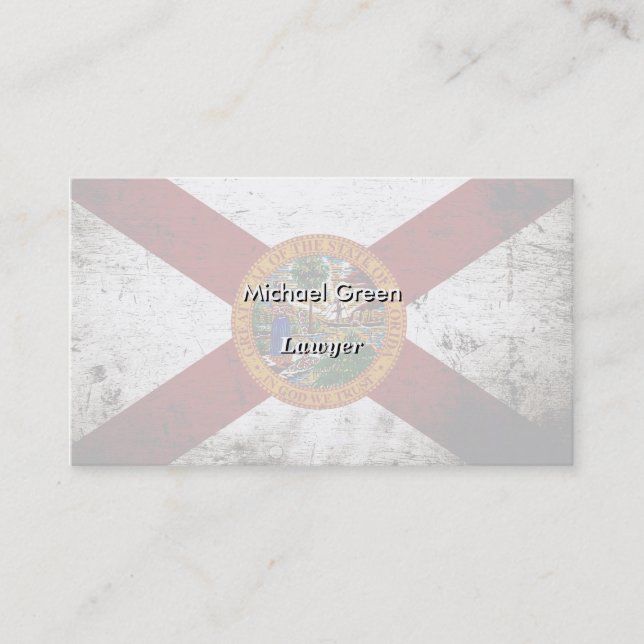 Black Grunge Florida State Flag Business Card (Front)