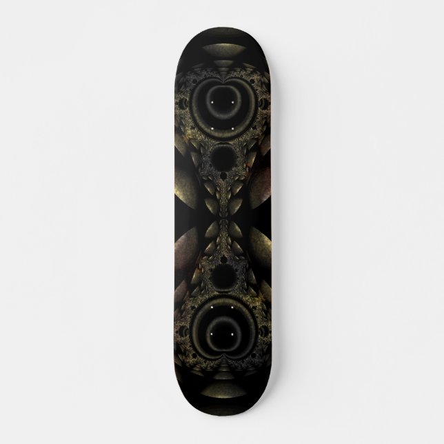 Black Grunge Fractal Skateboard Deck (Front)