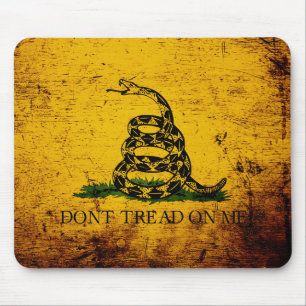 Black Grunge Gadsden Flag Mouse Mat