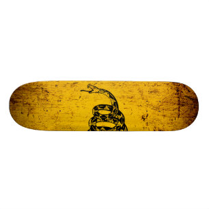 Black Grunge Gadsden Flag Skateboard