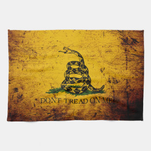 Black Grunge Gadsden Flag Tea Towel