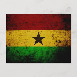 Black Grunge Ghana Flag Postcard