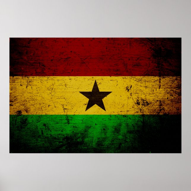 Black Grunge Ghana Flag Poster (Front)
