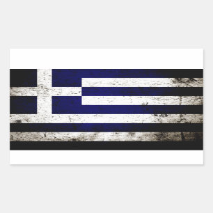 Black Grunge Greece Flag Rectangular Sticker