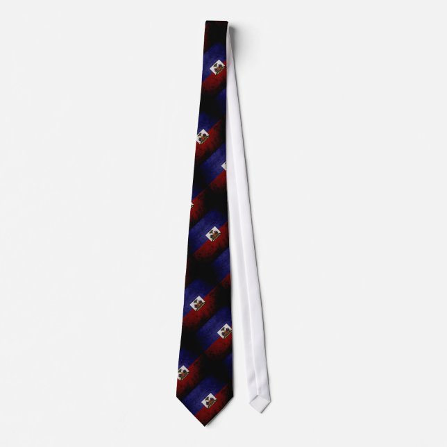 Black Grunge Haiti Flag Tie (Front)