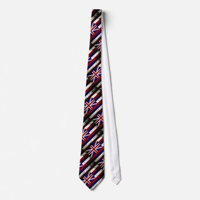Black Grunge Hawaii State Flag Tie (Front)