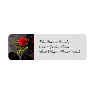 Black Grunge Hearts with Red Rose