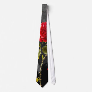 Black Grunge Hearts with Red Rose Tie