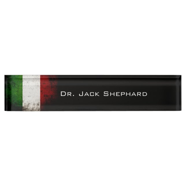 Black Grunge Italy Flag Nameplate (Front)