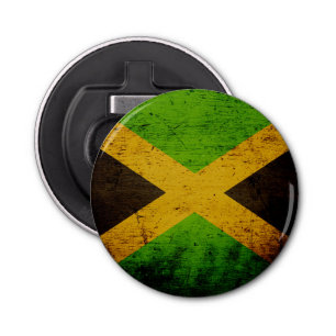 Black Grunge Jamaica Flag Bottle Opener