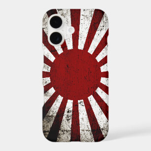 Black Grunge Japan Rising Sun Flag