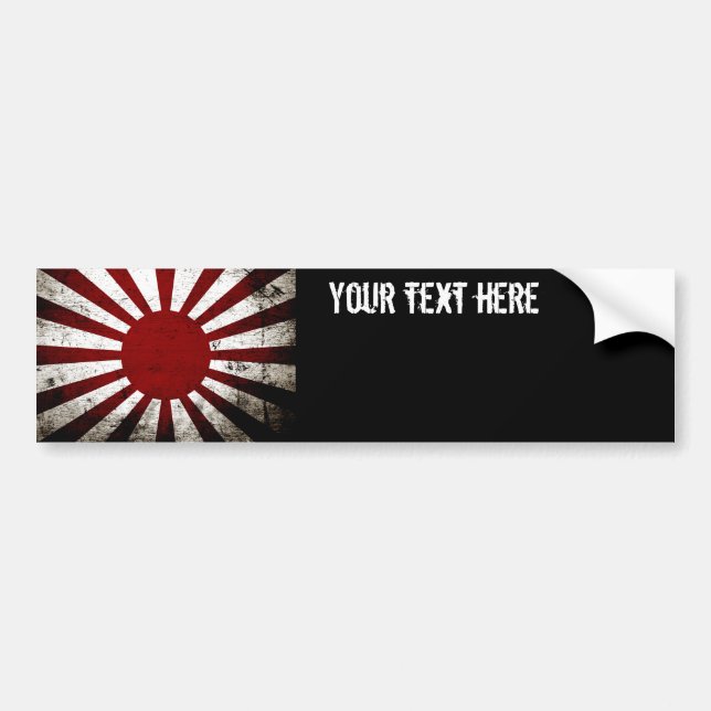 Black Grunge Japan Rising Sun Flag Bumper Sticker (Front)