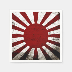 Black Grunge Japan Rising Sun Flag Napkin