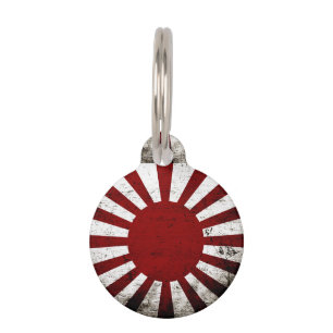 Black Grunge Japan Rising Sun Flag Pet Tag