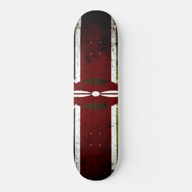 Black Grunge Kenya Flag Skateboard (Front)