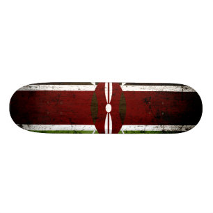 Black Grunge Kenya Flag Skateboard