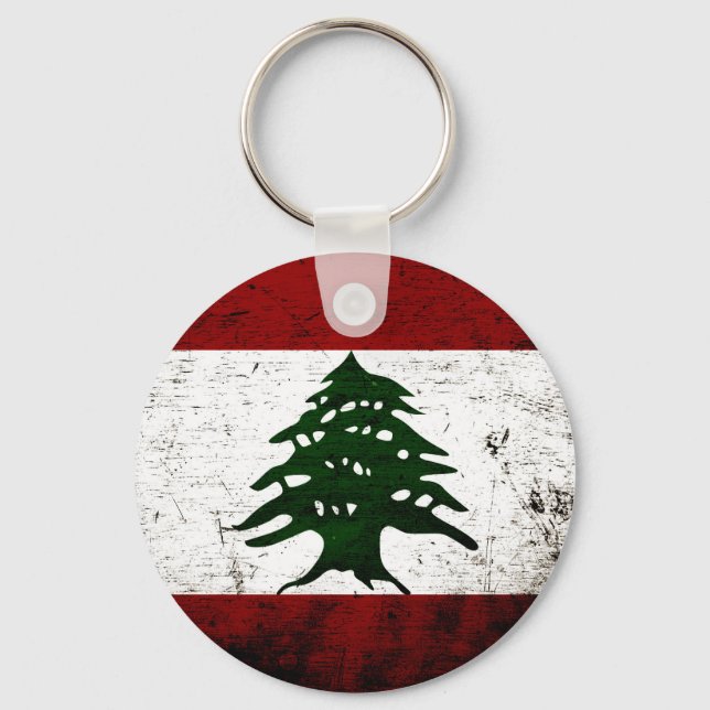 Black Grunge Lebanon Flag Key Ring (Front)