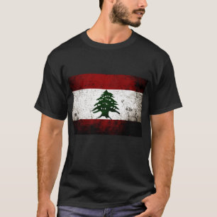 Black Grunge Lebanon Flag T-Shirt
