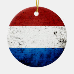 Black Grunge Luxembourg Flag Ceramic Tree Decoration