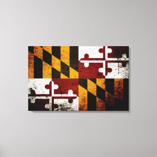 Black Grunge Maryland State Flag Canvas Print