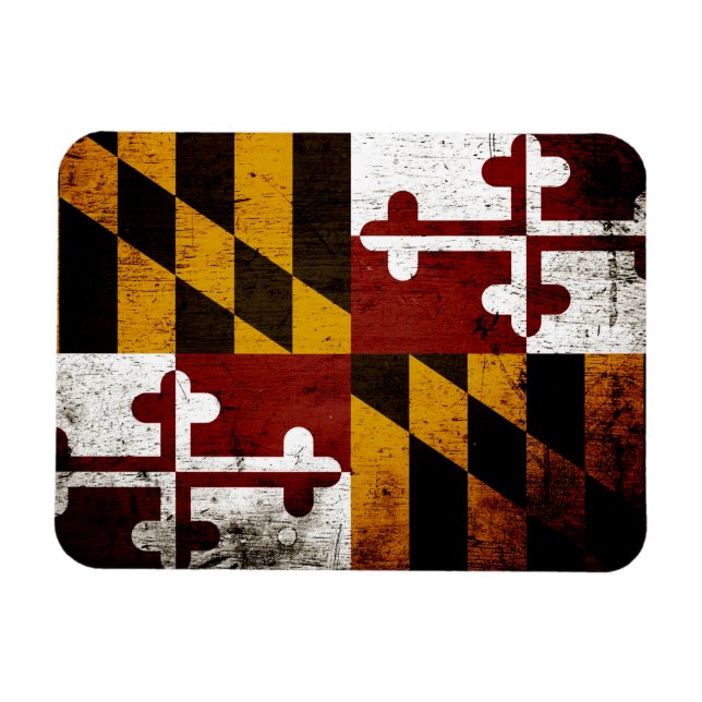 Black Grunge Maryland State Flag Magnet (Horizontal)