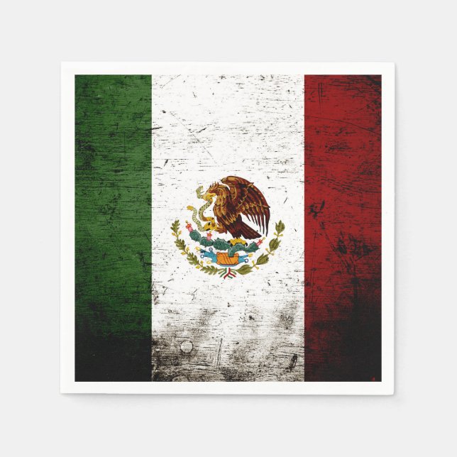 Black Grunge Mexico Flag Napkin (Front)