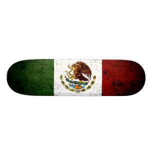 Black Grunge Mexico Flag Skateboard