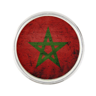 Black Grunge Morocco Flag Lapel Pin