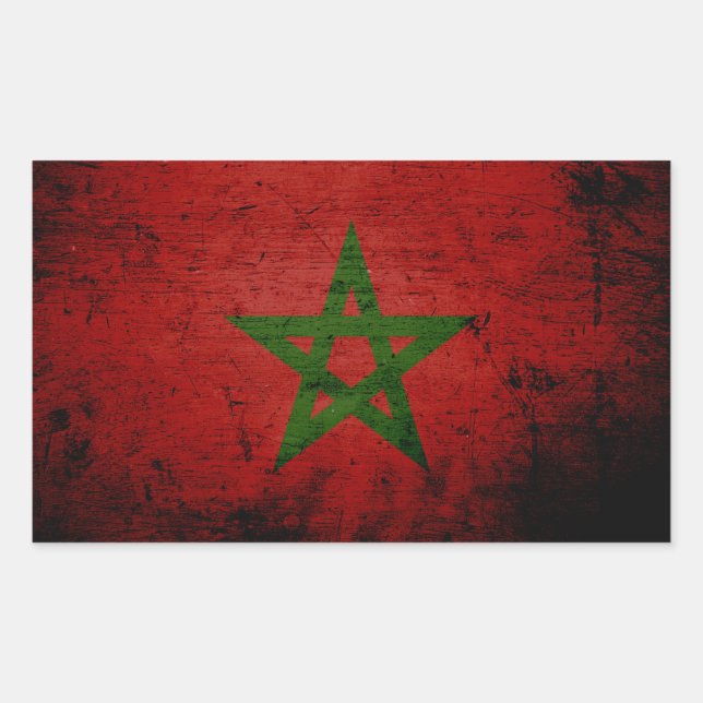 Black Grunge Morocco Flag Rectangular Sticker (Front)