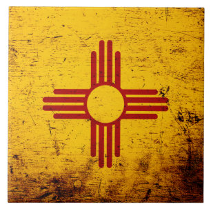 Black Grunge New Mexico State Flag Tile