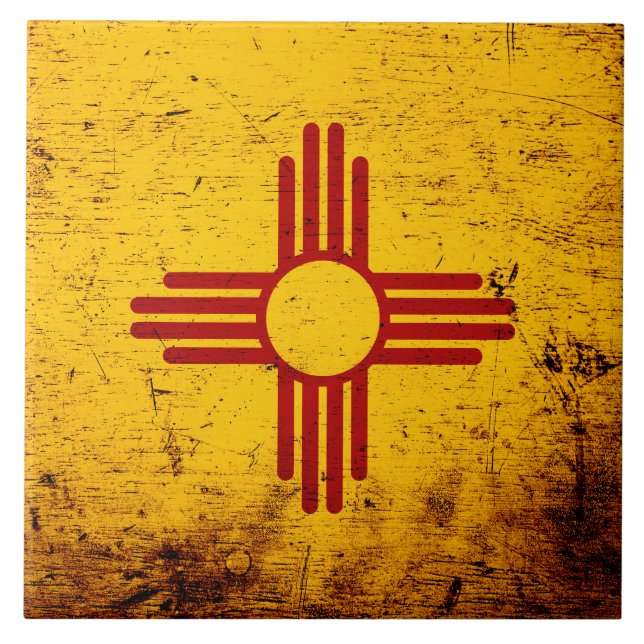 Black Grunge New Mexico State Flag Tile (Front)