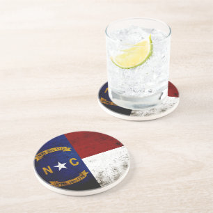 Black Grunge North Carolina State Flag Coaster