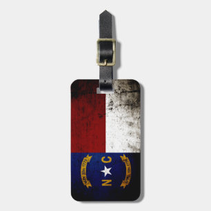 Black Grunge North Carolina  State Flag Luggage Tag