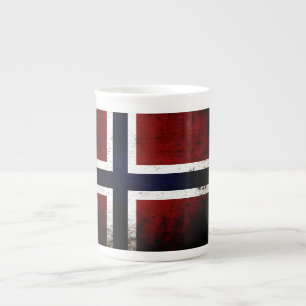 Black Grunge Norway Flag Bone China Mug