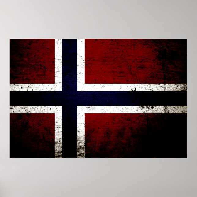 Black Grunge Norway Flag Poster (Front)